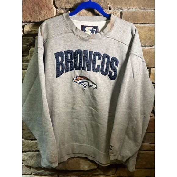 Vintage 1990s Denver Broncos Starter Embroidered Sweatshirt Crewneck - Picture 1 of 8